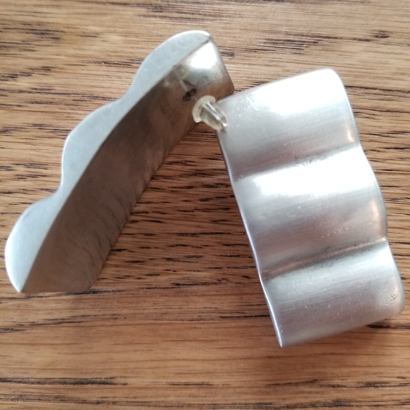 Stunning Art Deco Style Bold Silver Tone Earrings - Picture 2 of 9